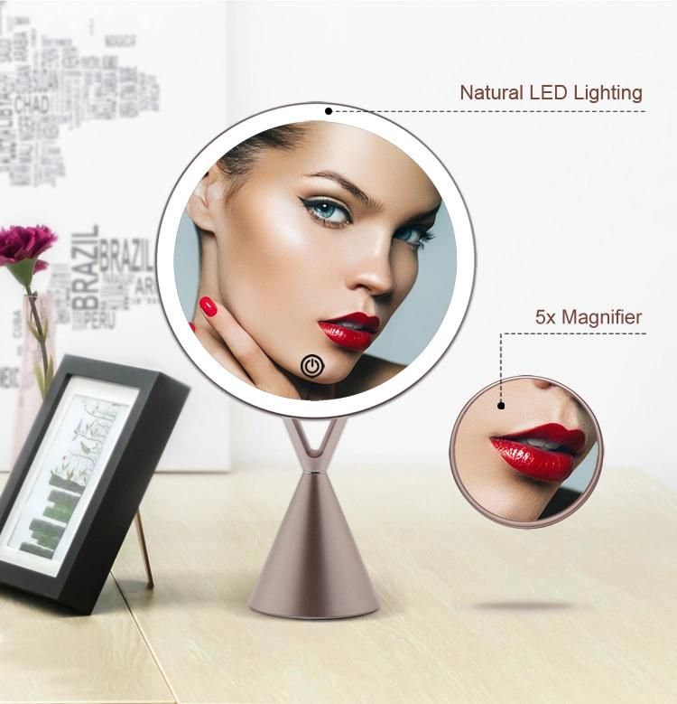 High Definition LED Makeup Mirror 5X Magnifying Removable Mirror with Touch Sensor