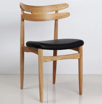 Indoor Solid Modern Wood Design with Leather Back Restaurant Chair