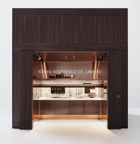 Modern Design Furniture Alloy with Resistant Surface and Warm Metallic Tones Kitchen Cabinet