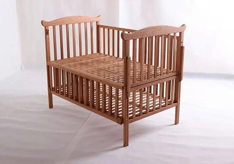 Bamboo Wood Convertible Round Baby Bed Cribs, Baby Nursery Furniture