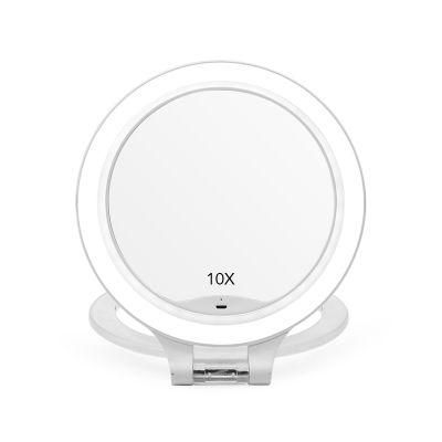 High Definition Double Sided Dimmable Brightness LED Wholesale Lighted Makeup Mirror 10X Magnifying Mirror