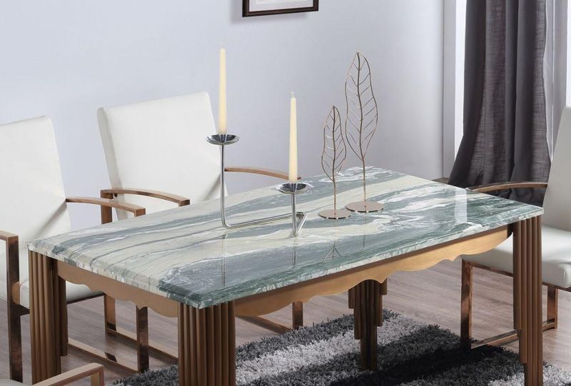 Dining Room Furniture Living Room Dinner Modern Marble Dining Table with Metal Frame