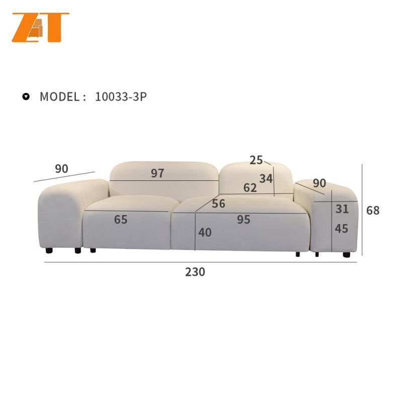 Modern Home Furniture High Quality Living Room Furniture Modern 3 Seater Customized Style Fabric Sofa (10033-3P)