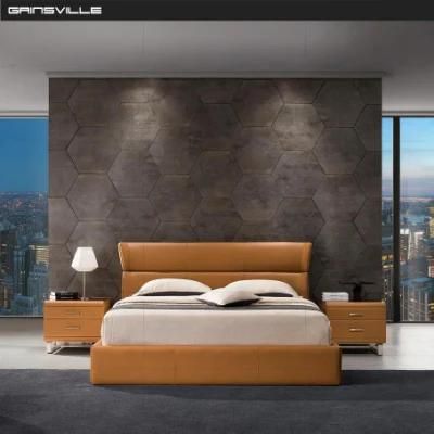 Double Simple Designs King and Queen Size Leather Modern Wall Bed for Bedroom Furniture