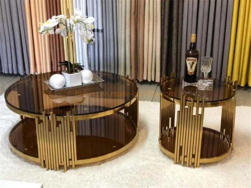 Whirl Shape Luxury Modern Square Marble Coffee Table Dining Table with Brass Metal Base