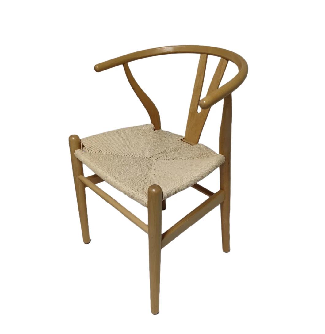 Restaurant Furniture Arm Dining Wishbone Chair with Paper Cord Seat
