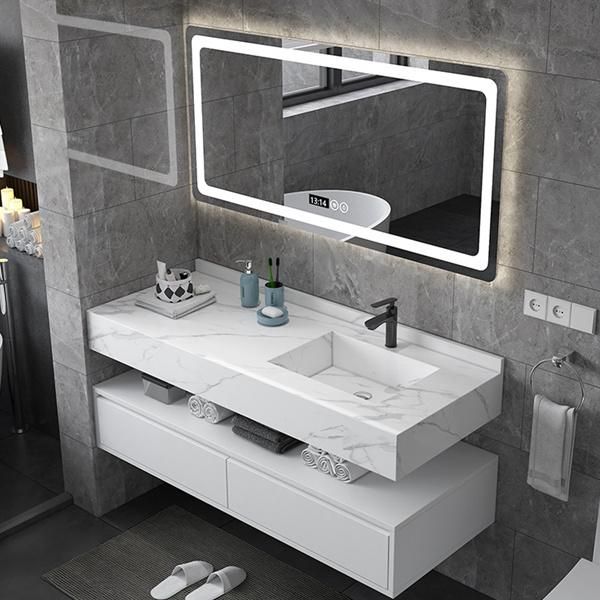 Rock Board Bathroom Cabinet Combination Custom Rock Board One-Piece Basin Modern Minimalist Wash Basin Wash Basin Bathroom Cabinet