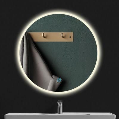 Round Wall Mounted Hotel Bath Lighted LED Bathroom Mirror with Defogger