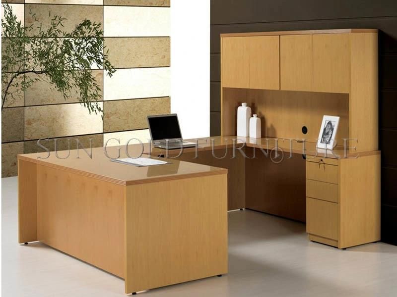 Modern L Shape Office Executive Table Boss Desk with Wall Bookshelf