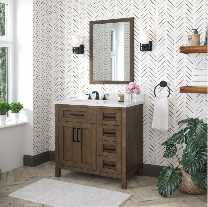 Simple Design, High Quality Solid Wood Storage Bathroom Cabinet