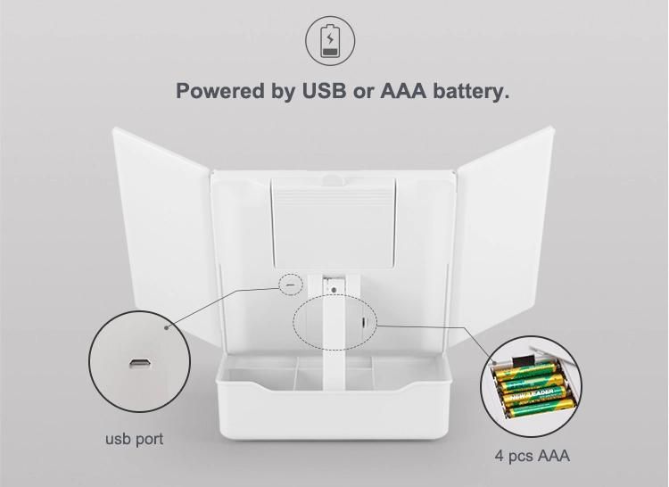 New Arrival LED Illuminated Makeup Mirror with Tray