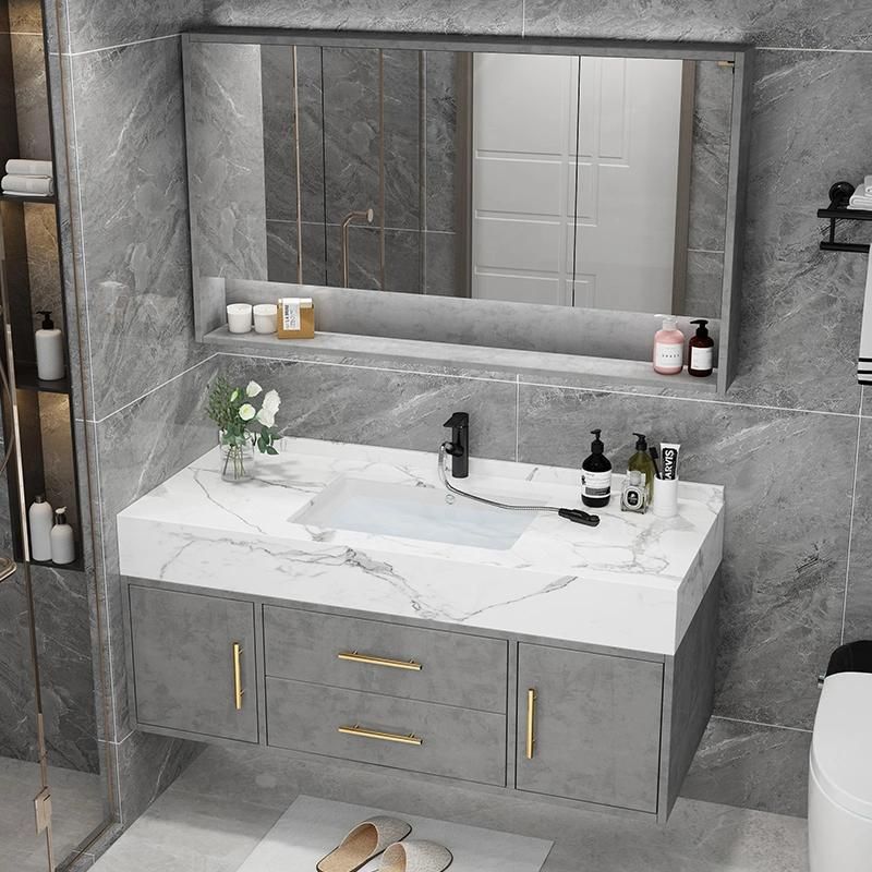 Modern Melamine Bathroom Cabinet with Marble Wash Basin