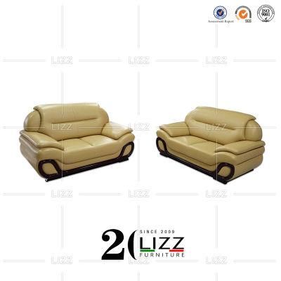 Chesterfield Modern Design Living Room Furniture European Yellow Genuine Leather Sofa Set