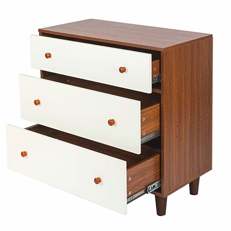 Bedside Table White Three-Tier Drawer Bedside Cabinet Night Table