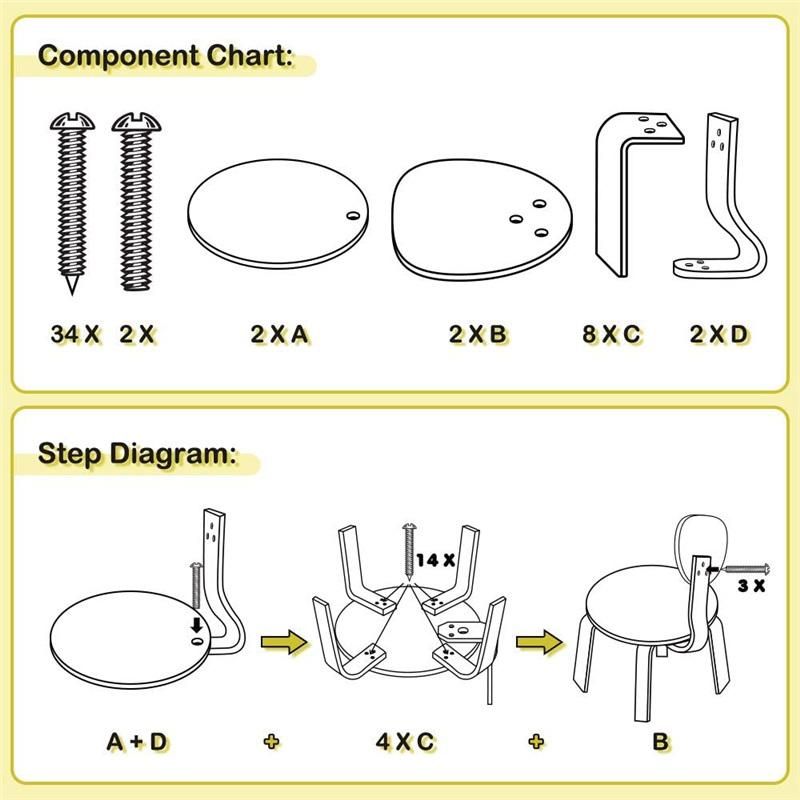Hot Sale Children Cute Giraffe Shape Furniture Kids Chair Set