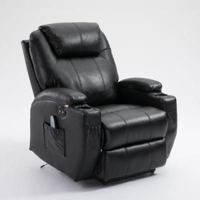 Luxury PU Leather Manual Adjustable Recliner Sofa with 8 Point Massage Modern Leisure Living Room Home Chair Office Furniture