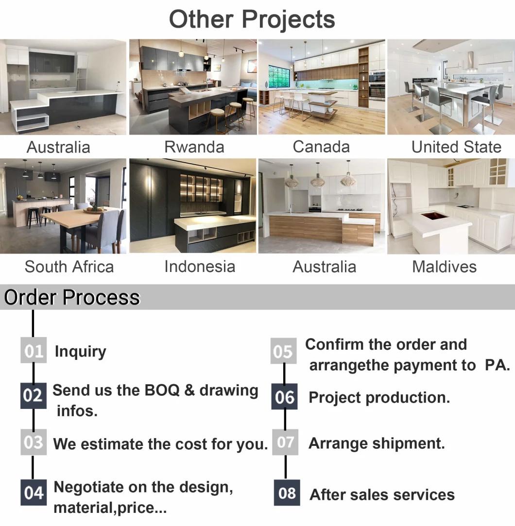 PA Flat Pack Lacquer Melamine White PVC Modern Modular Rta Design Solid Wood Complete Cupboard Furniture Cabinetry Kitchen Cabinet