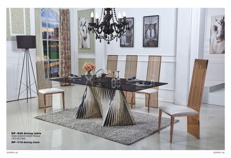 High Quality Hot Selling Simple Style Stainless Steel Marble Dining Table