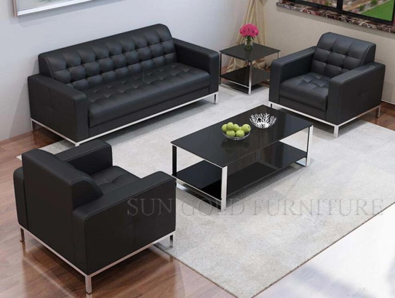 Modern Europe Living Room Sofa Italy Style Leather 1+3+1 Office Sofa Set