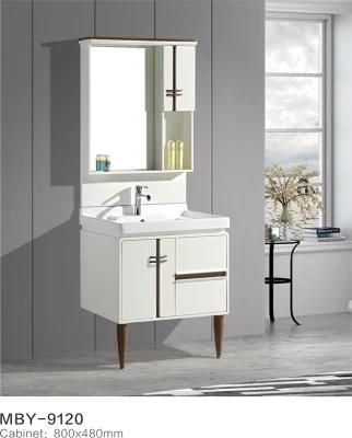 Fashion Design Bathroom Plastic Vanity Cabinet with LED Mirror