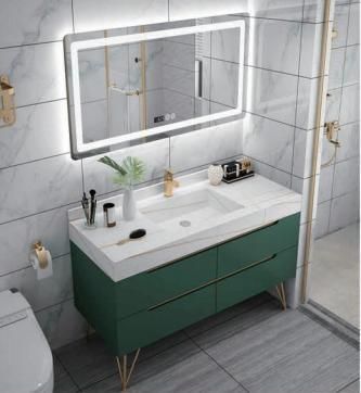 2022 New Modern Bathroom Vanities Rock Plate Stone Top Smart LED Light Mirror Luxury Large Washroom Medicine Cabinet