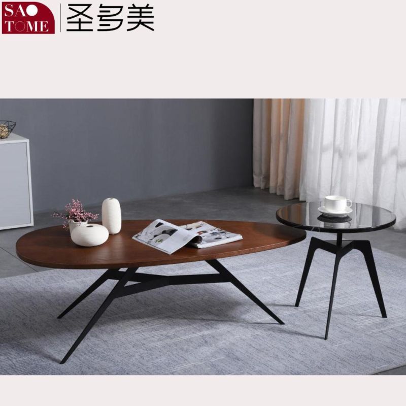 Modern Simple Luxury Living Room Furniture Walnut Water Drop-Shaped Solid Wood Coffee Table