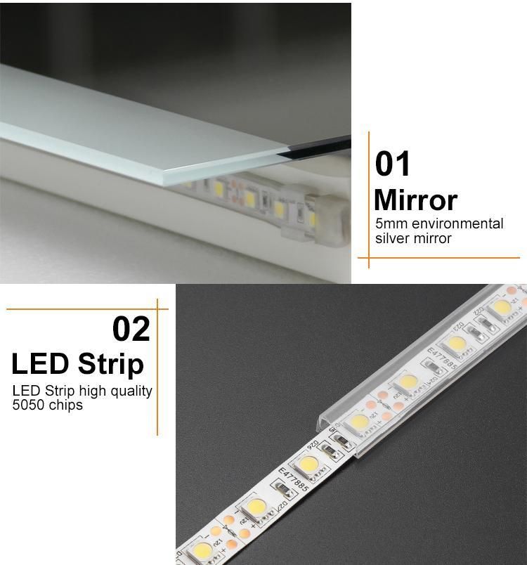 Good Quality Simple Model LED Wall Mounted Defogger Square Bathroom Mirror