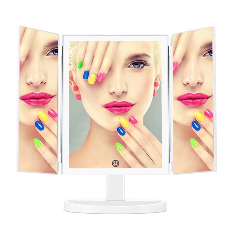 Illuminated Lights Trifold Makeup Mirrors for Beauty Care