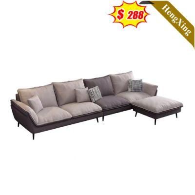 Gray Fabric Color L Shape Sofas Set Modern Home Living Room Office PU Leather Leisure Sofa