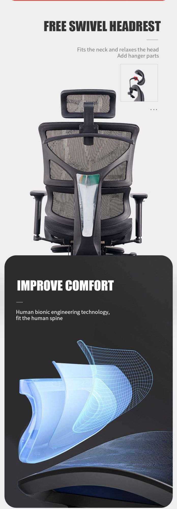 Modern High Back Comfortable BIFMA Mesh Manager Executive Ergonomic Office Chair with Footrest