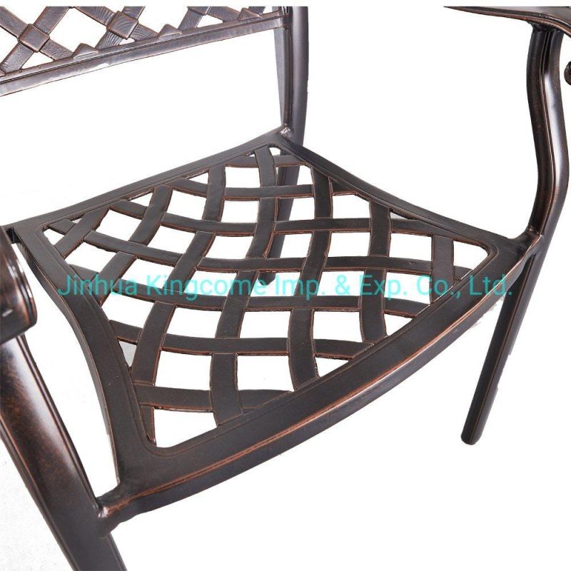 Patented Modern Design Garden Cast Aluminum Chair with Armrest