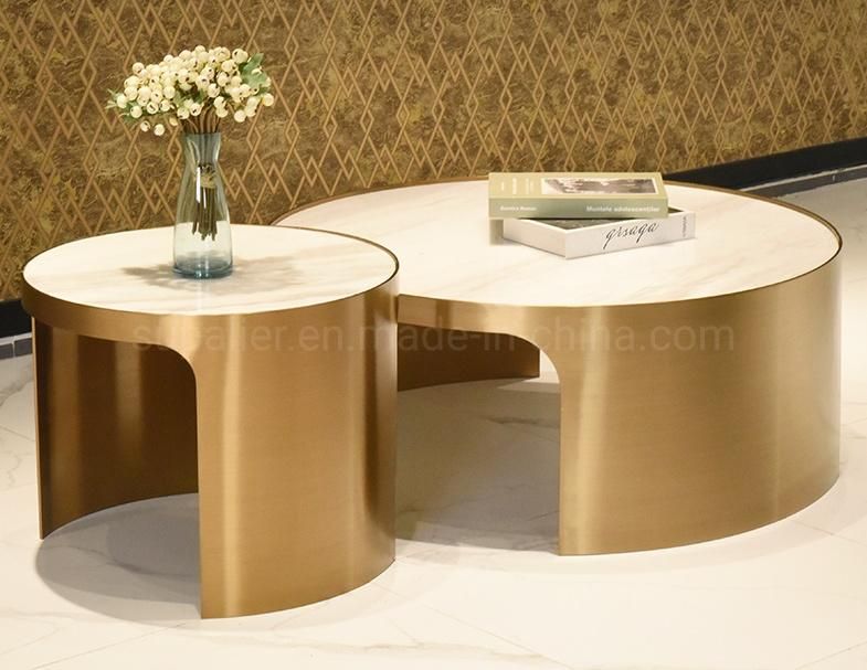 Wholesale Modern Marble Gold Round Tea Table From China