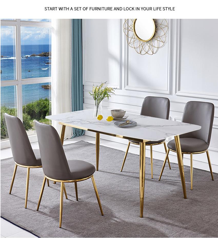 Nordic Home Furniture Set Modern with Gold Legs Dining Chairs