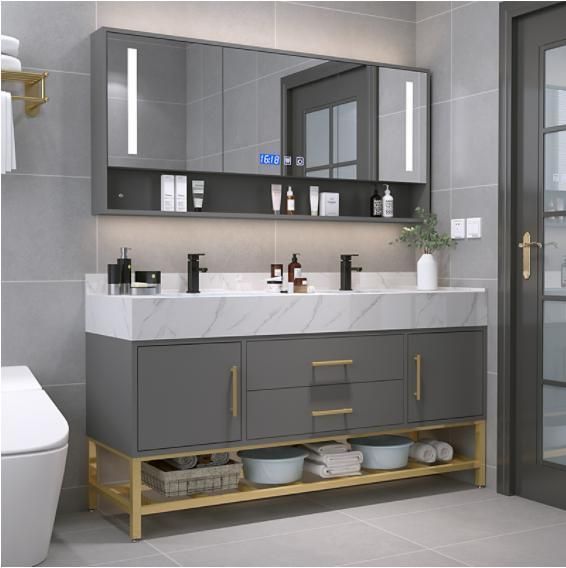 Rock Board One Bathroom Cabinet Combination Modern Simple Double Basin Light Luxury Face Wash Sink Wash Basin Toilet