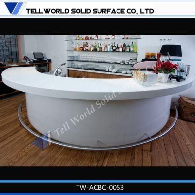 Modern LED Lighted Half Semi Circular Bar Counter Furniture Artificial Marble Semi Circle Bar