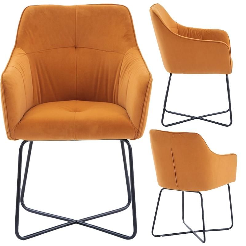 Modern Style Home Furniture Soft Orange Velvet Restaurant Dining Chair for Living Room