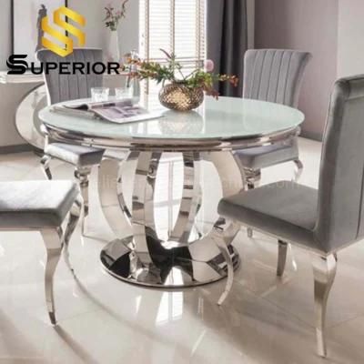 Modern Style House Furniture Mirrored Tempered Glass Dining Table