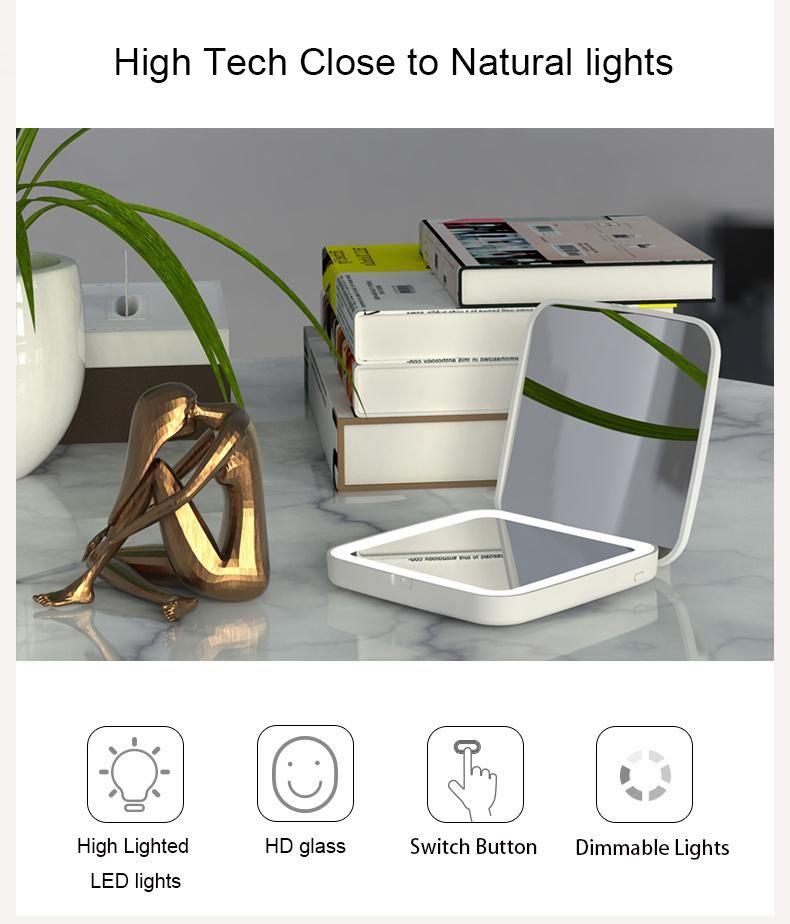 Hot-Selling Folding Lights Makeup Mirror with Power Bank Vanity Mirror