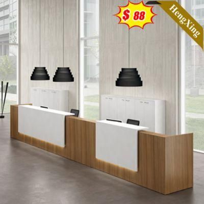 a Wood Mixed White Color Wooden Modern Design Office Furniture Reception Table