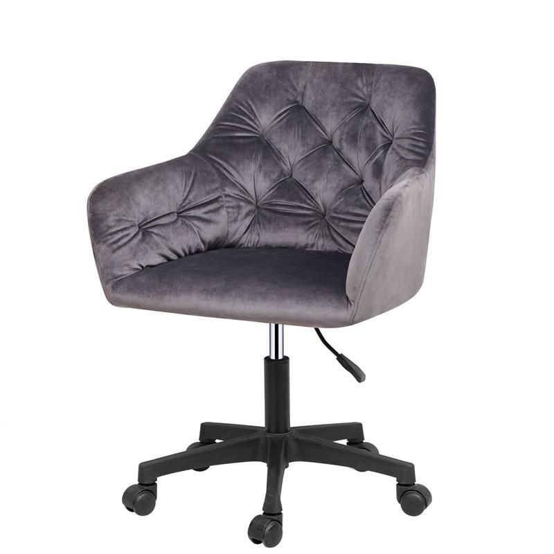 Home Office Swivel Moveable Adjustable Legs Ergonomic Comfortable Velvet Fabric Chair with Wheel