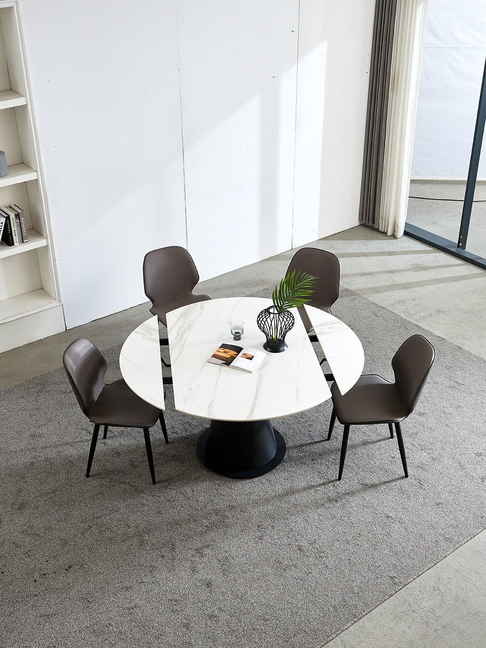 High Quality Apartment Furniture Round Folded Marble Rock Plate Dining Table