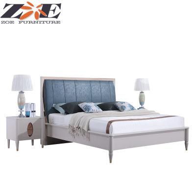 Modern MDF and Solid Wood High Gloss PU Painting Bedroom Furniture Bed with Soft Headboard