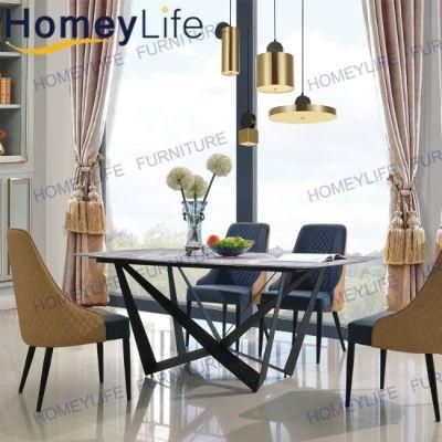 Economic Modern Furniture Marble Dining Table with Iron Base