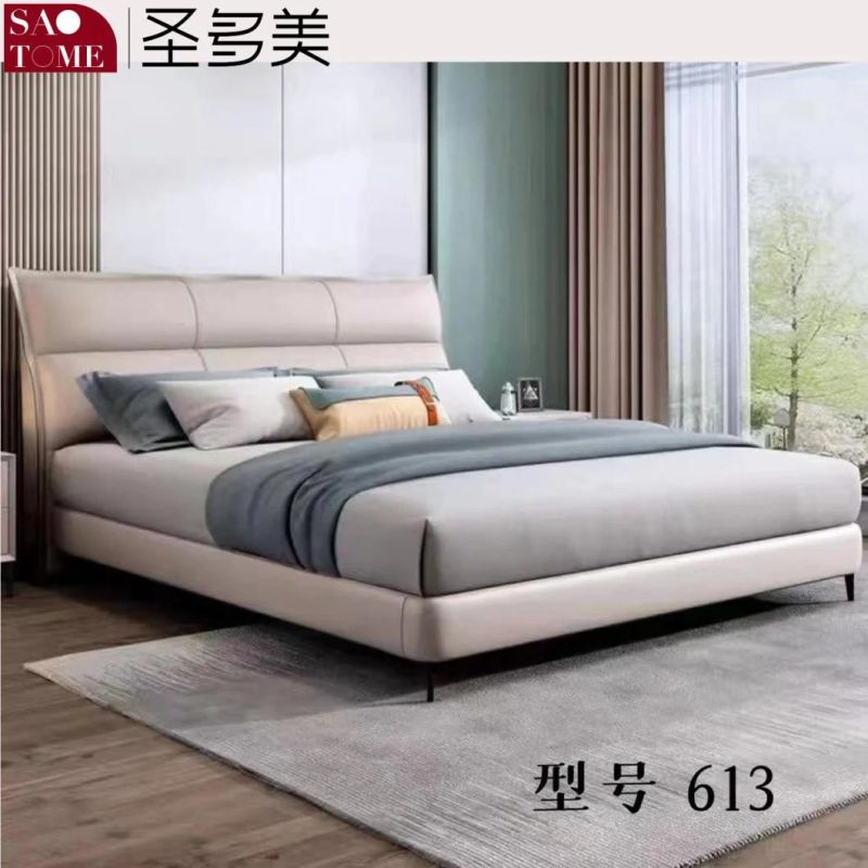 Bedroom Bed Set Furniture Sea Blue Leather Double Bed