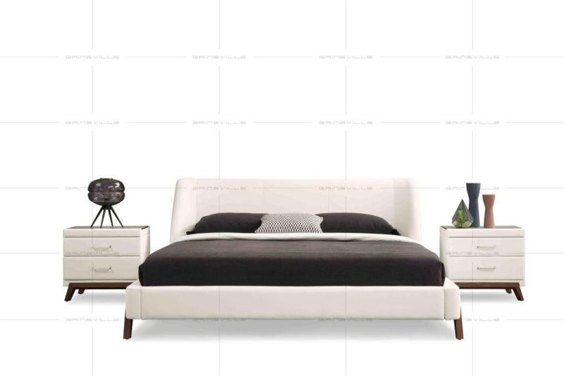 Top Seller Italy Style Modern Furniture Fabric Bed King Bed Double Bed with Wooden Legs