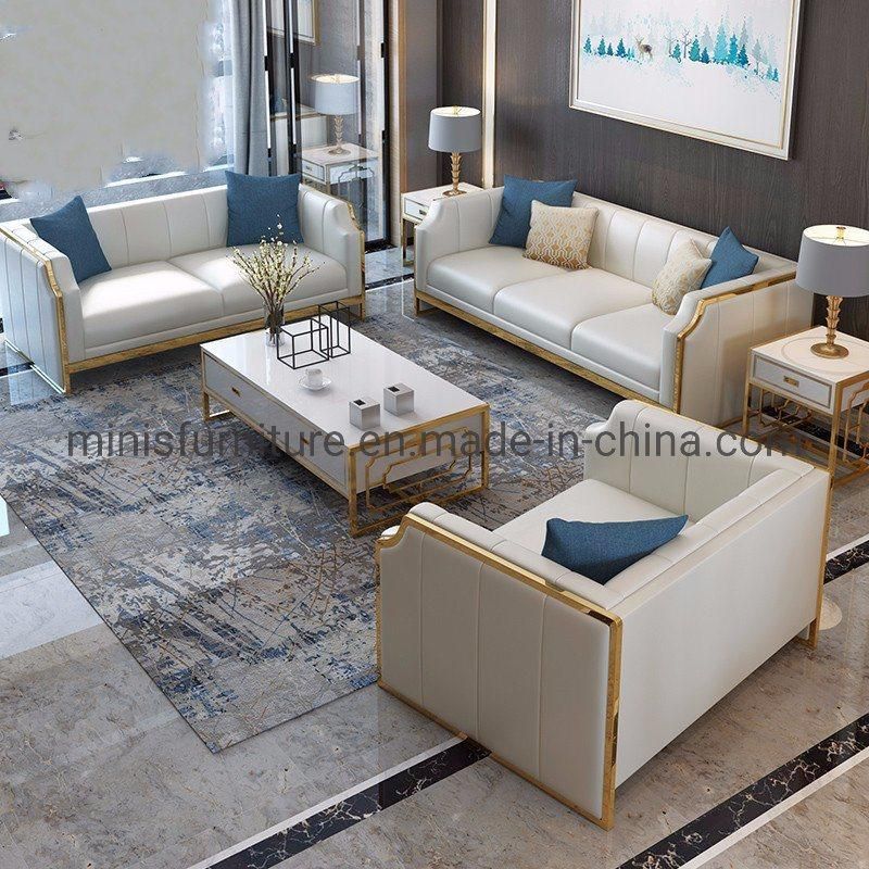 (MN-HSF15) Modern Home Living Room Furniture White Leather 1+2+3 Sofa Set