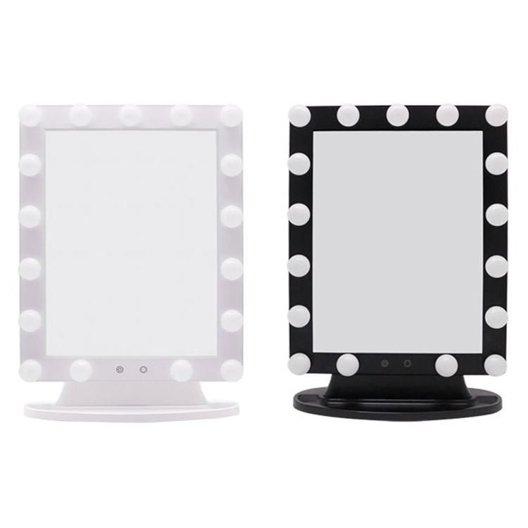 Hair Salon LED Makeup Lighted Mirror Touch Screen Square Barber Mirror Station