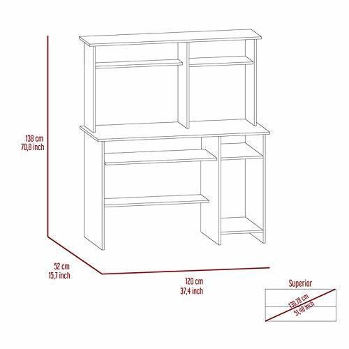 Tuhome Ash Engineered Wood Modern Compu 120 Desk with Hutch