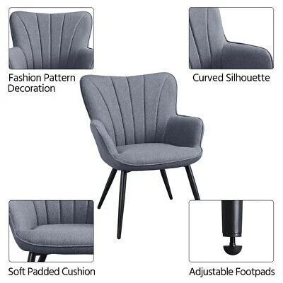 Modern Fashion Backrest Armchair Soft Grey Padded Cushion Dining Chair