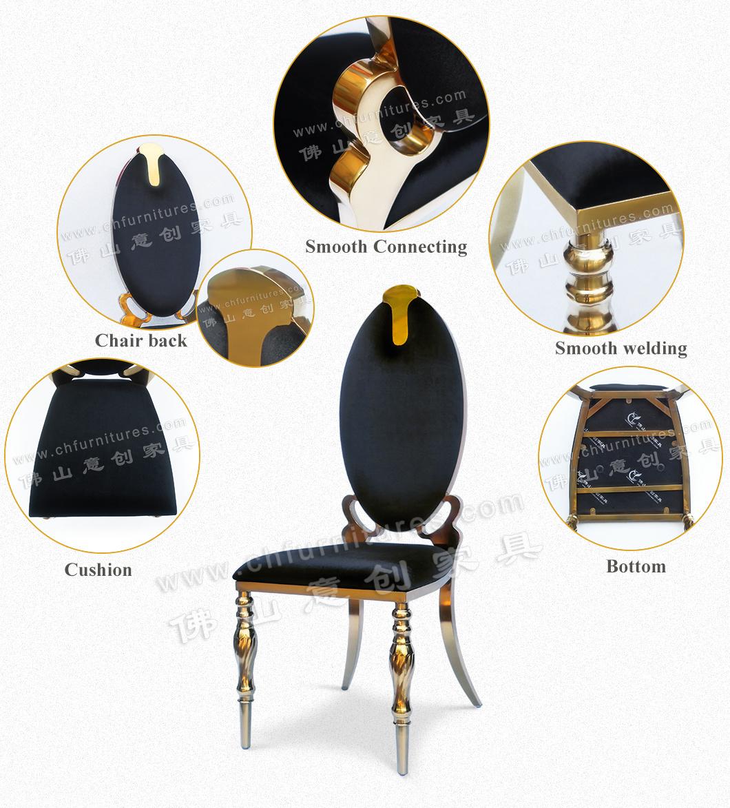 Ycx-Ss61 Black Velvet Luxury Stainless Steel Wholesale Wedding and Event Chairs